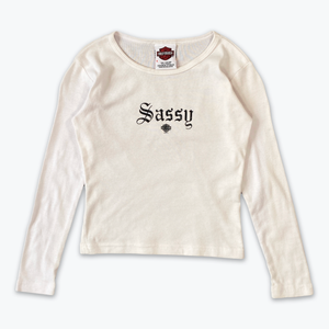 Sassy Babydoll Long Sleeve T-Shirt (White)